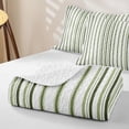 thumbnail image 4 of Castle Fairy Mid Century Vertical Stripe Twin Quilt Set 2 Pieces,Geometric Thin Line Twin Coverlet Set,Olive Sage White,1 Bedspread and 1 Pillowcase, 4 of 7