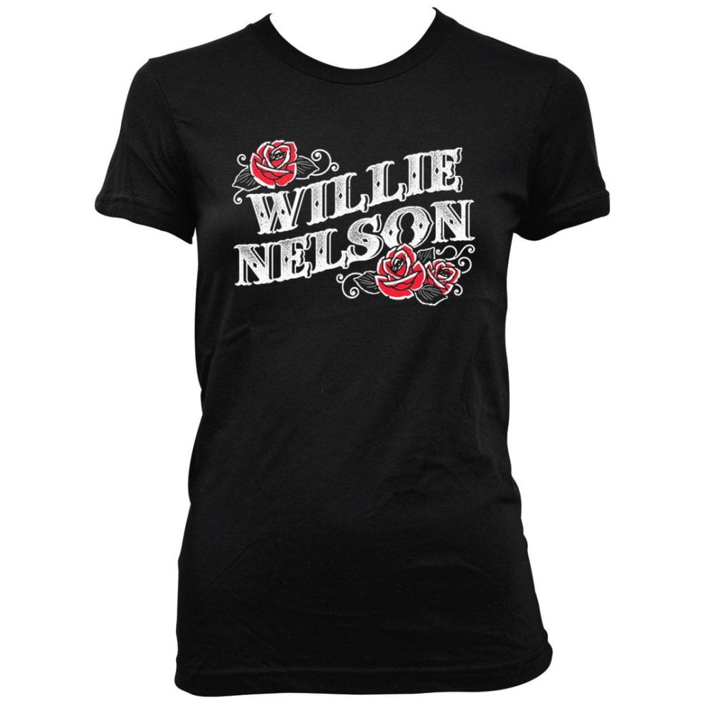 Willie Nelson - Willie Nelson Red Rose Jr T-shirt - Walmart.com ...