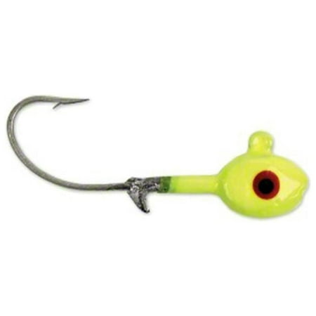 GOT-CHA BSWG38100-10 Grub Head 3/8 oz 2/0 Hook Chartreuse 100 Per Pack
