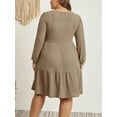 thumbnail image 3 of Cuteduck Women's Plus Size Fall Sweater Dress Long Sleeve Babydoll Dresses with Pocket, 1X-5X, 3 of 8