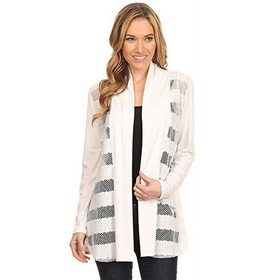 High Secret Women's Striped Design Open Front Cardigan