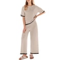 thumbnail image 2 of EKOUAER Lounge Set for Women Travel Outfits 2 Piece Sets Short Sleeve Sweater Top Wide Leg Long Pants Loungewear, 2 of 6