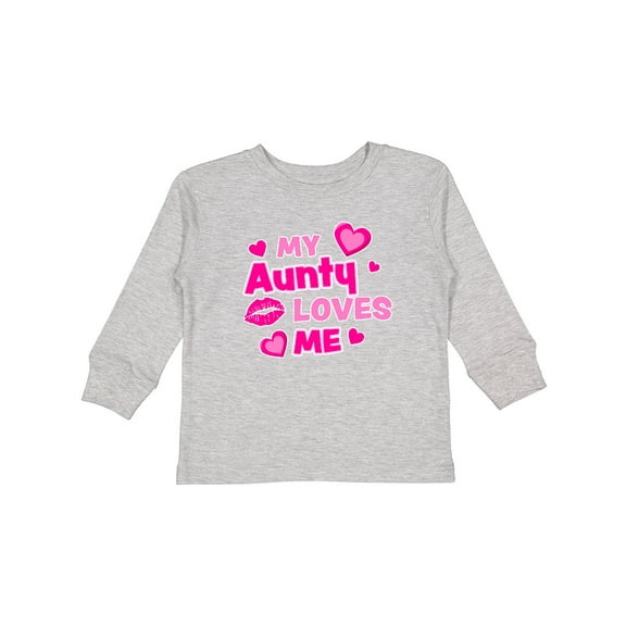 Inktastic My Aunty Loves Me with Hearts and Kiss Boys or Girls Long Sleeve Toddler T-Shirt