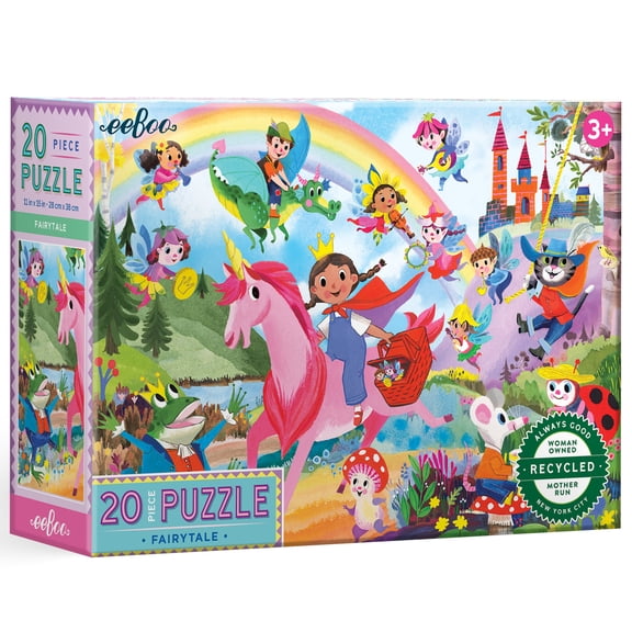 eeBoo: Fairies & Tales - 20 Piece Puzzle, 11 x 15" Jigsaw, Oversized Colorful High-Quality Pieces, Fantasy Preschool Puzzle, Children, Kids Ages 3