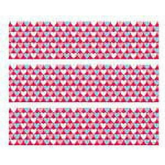 Pink, White & Blue Hearts Extra Large Edible Cake Decorating Strips