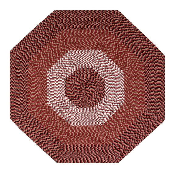 Better Trends Alpine Braid Collection is Durable & Stain Resistant Reversible Indoor Area Utility Rug 100% Polypropylene in Vibrant Colors, 96" Octagonal, Burgundy Stripe