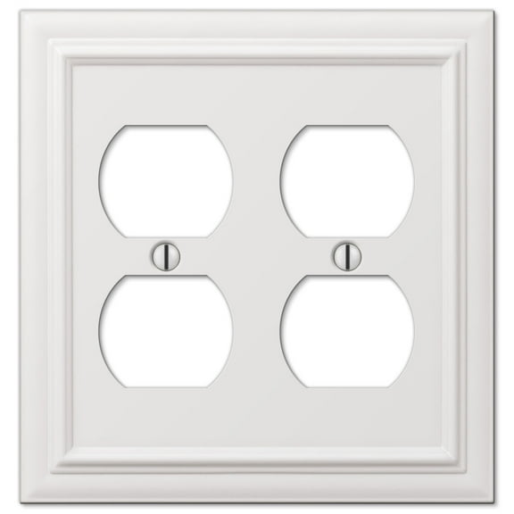 Amerelle 94DDW Continental Wallplate, 2 Duplex, Cast Metal, White, 1-Pack