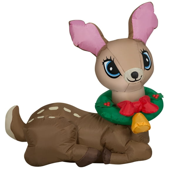 Gemmy Christmas Airblown Inflatable Inflatable Vintage Deer, 3 ft Tall, brown