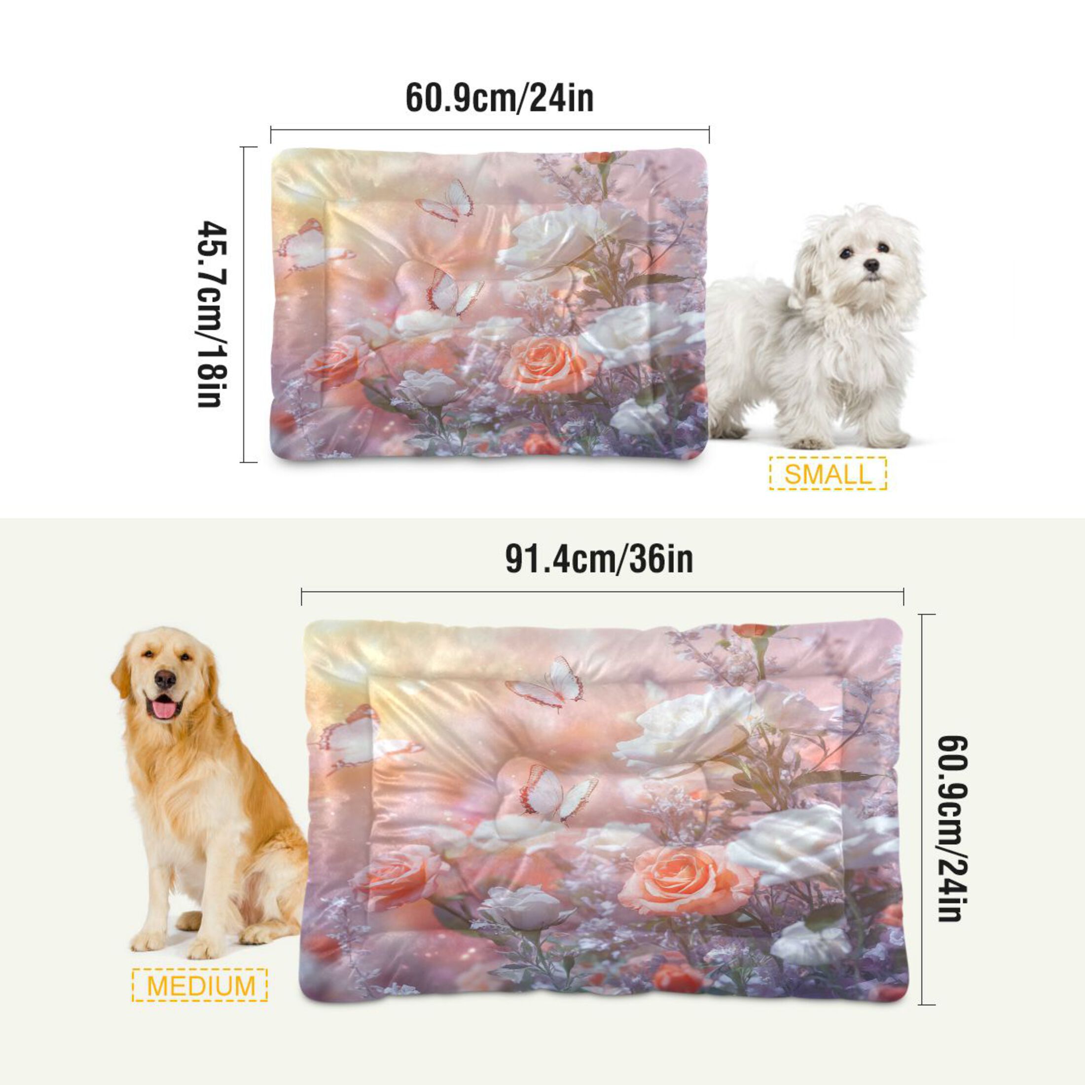 Qxltty Butterfly Gardens Ped Pad Wear-resistant and Hard to Bite Through Sleeping Pad for Small Medium Large Dogs Winter Pet Bed 36×24in