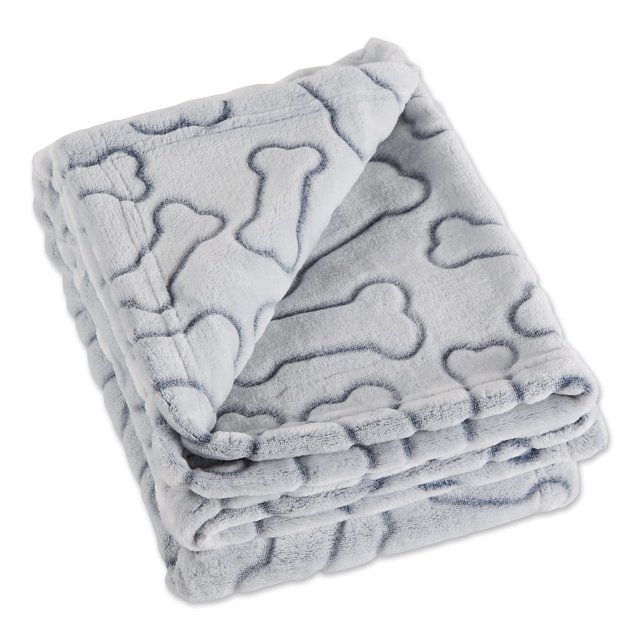Manta para mascotas Bone Dry con estampado de huesos en relieve, 90 x 120 cm, gris