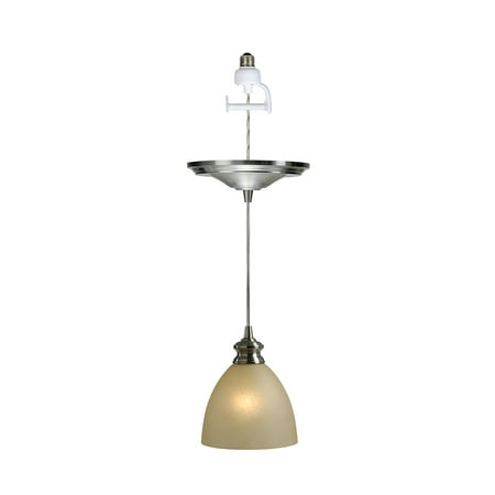 Nickel Sloped Ceiling Adaptors - Instant Pendant Recessed Light Conversion Kit Brushed Nickel Parchment Glass Shade