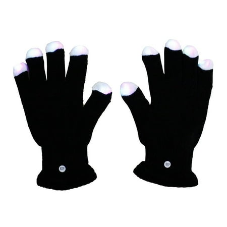 Astra Light Table 7 Functions 4 Speed Red Blue Green Multicolor Flash Black with White Tip LED Gloves w/o Batteries ( Lighted Up Rave Party Dancing Club Dance.., By Astra Depot ()