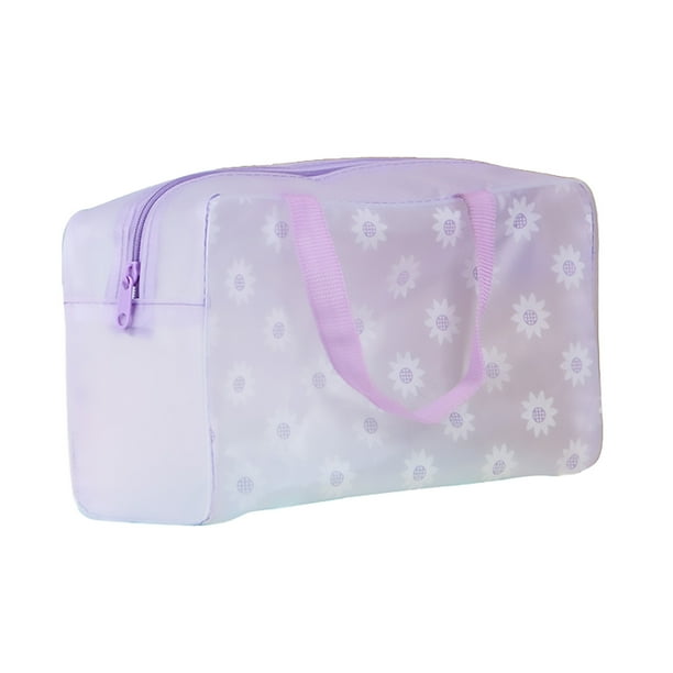 Neceser de viaje portátil, neceser de maquillaje para mujer, bolsa de almacenamiento para el baño de gran capacidad, bolsa organizadora floral transparente reforzada