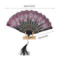 thumbnail image 2 of Unique Bargains Rose Lace with Tassel Folding Fan for Weddings and Parties 1 Pc Rose Red, 2 of 5
