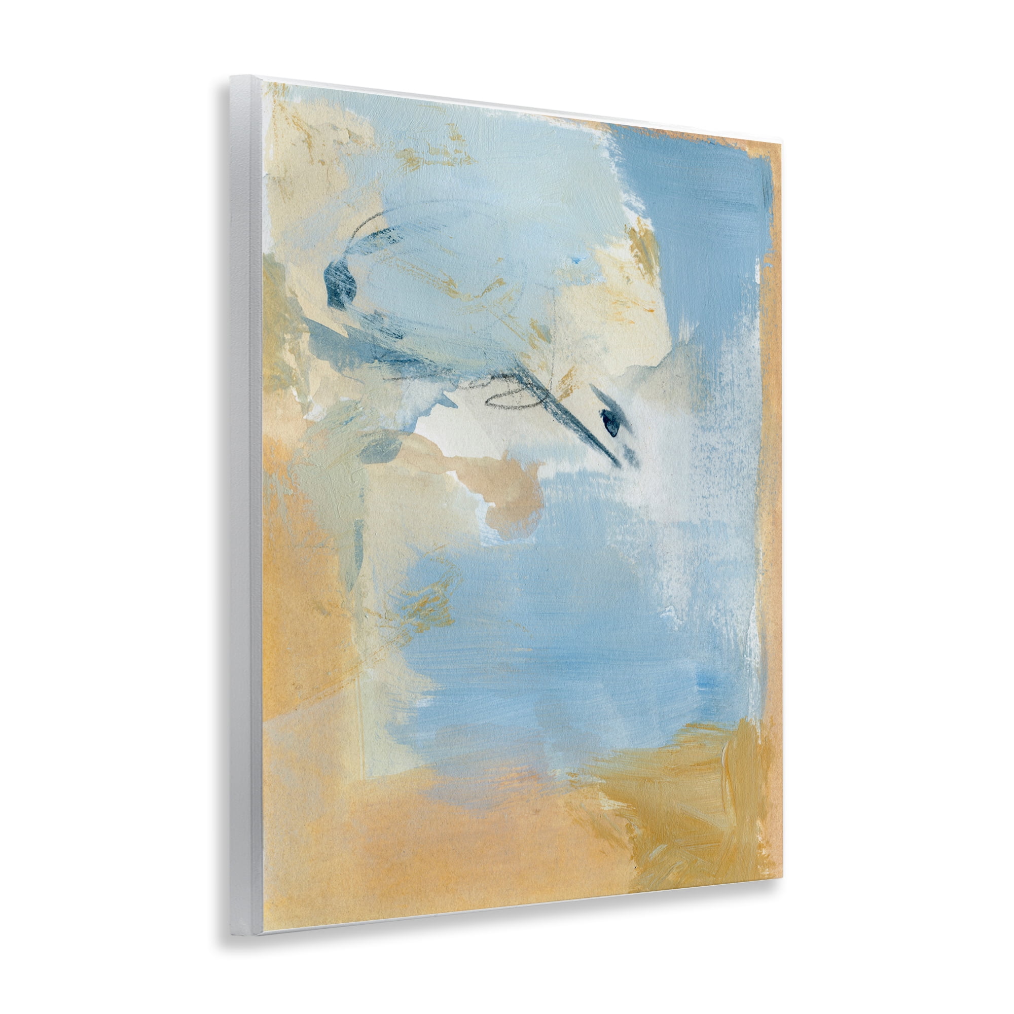 Stupell Industries Distressed Gold & Blue Abstract Painting Unframed Art Print Wall Art, 11 x 14