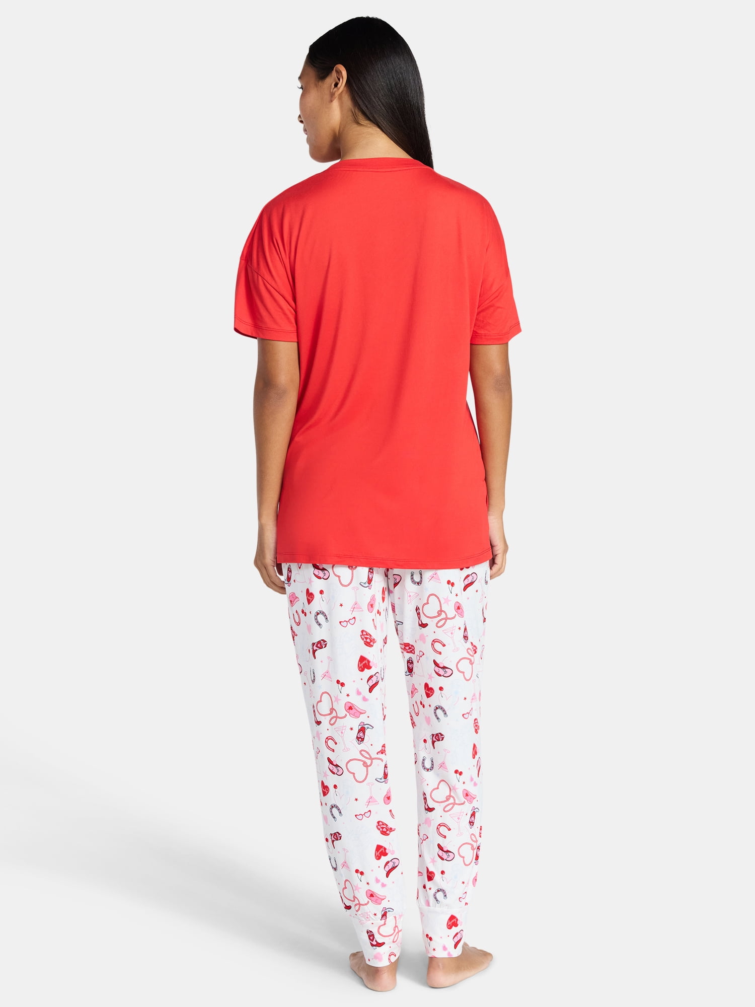 Jaclyn Women's Valentine's Day Sleep Tee and Jogger Pants Pajama Set, 2-Piece, Sizes S-XL