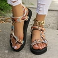 thumbnail image 6 of Xunlbb Clearance Sale Sandals! Women's Geometric Pattern Platform Sandals Casual Ankle Strap Summer Sandals Lightweight Beach Shoes, 6 of 6