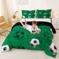 thumbnail image 3 of Castle Fairy Sport Soccer Full Size Comforter Sets 3-Piece, Vintage Ball Game Bedding Comforter Set, Green Black,Black Reversible,1 Comforter and 2 Pillowcases, 3 of 6