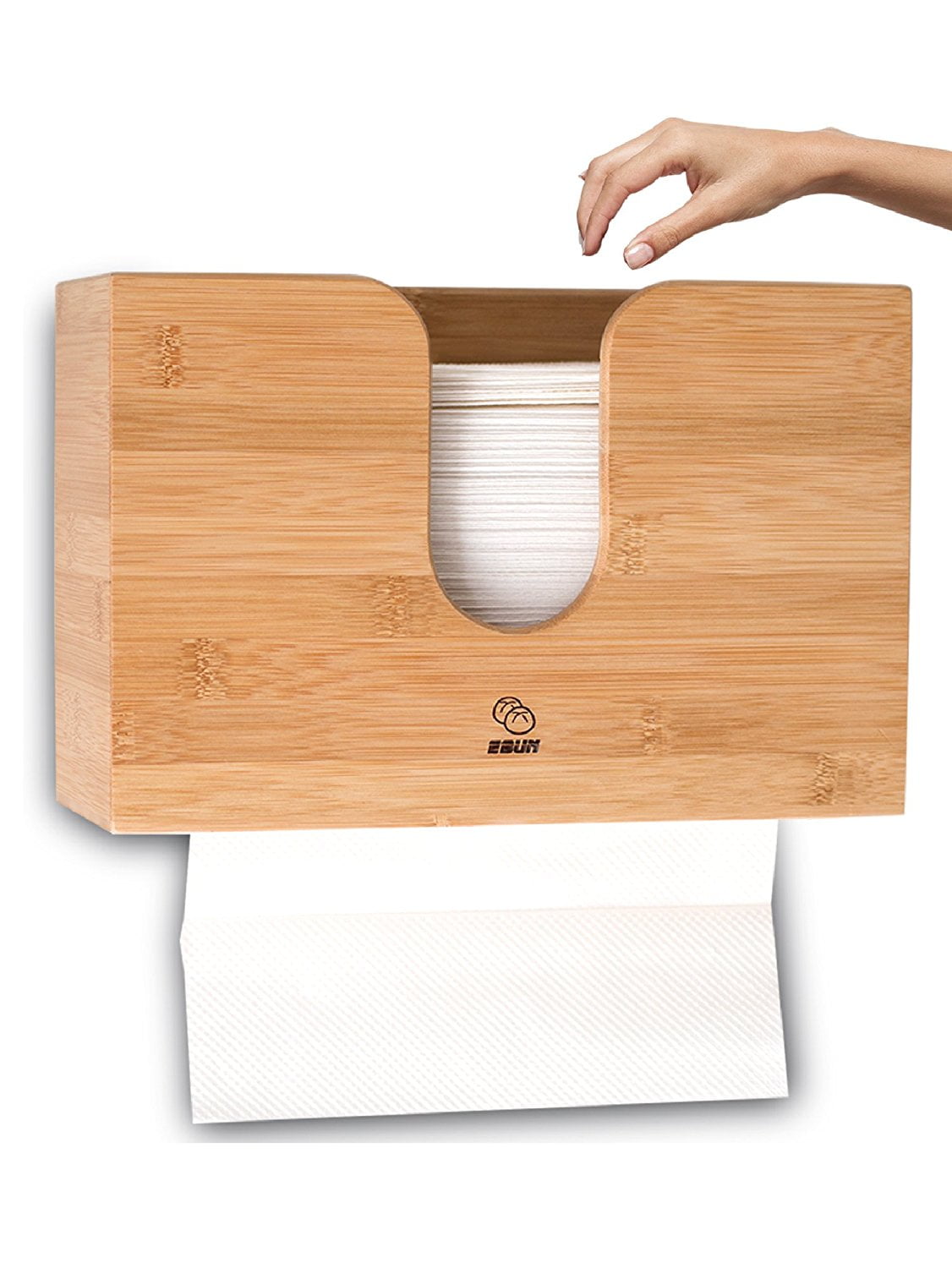 Bamboo Paper Towel Dispenser For Kitchen & Bathroom - Wall Mount