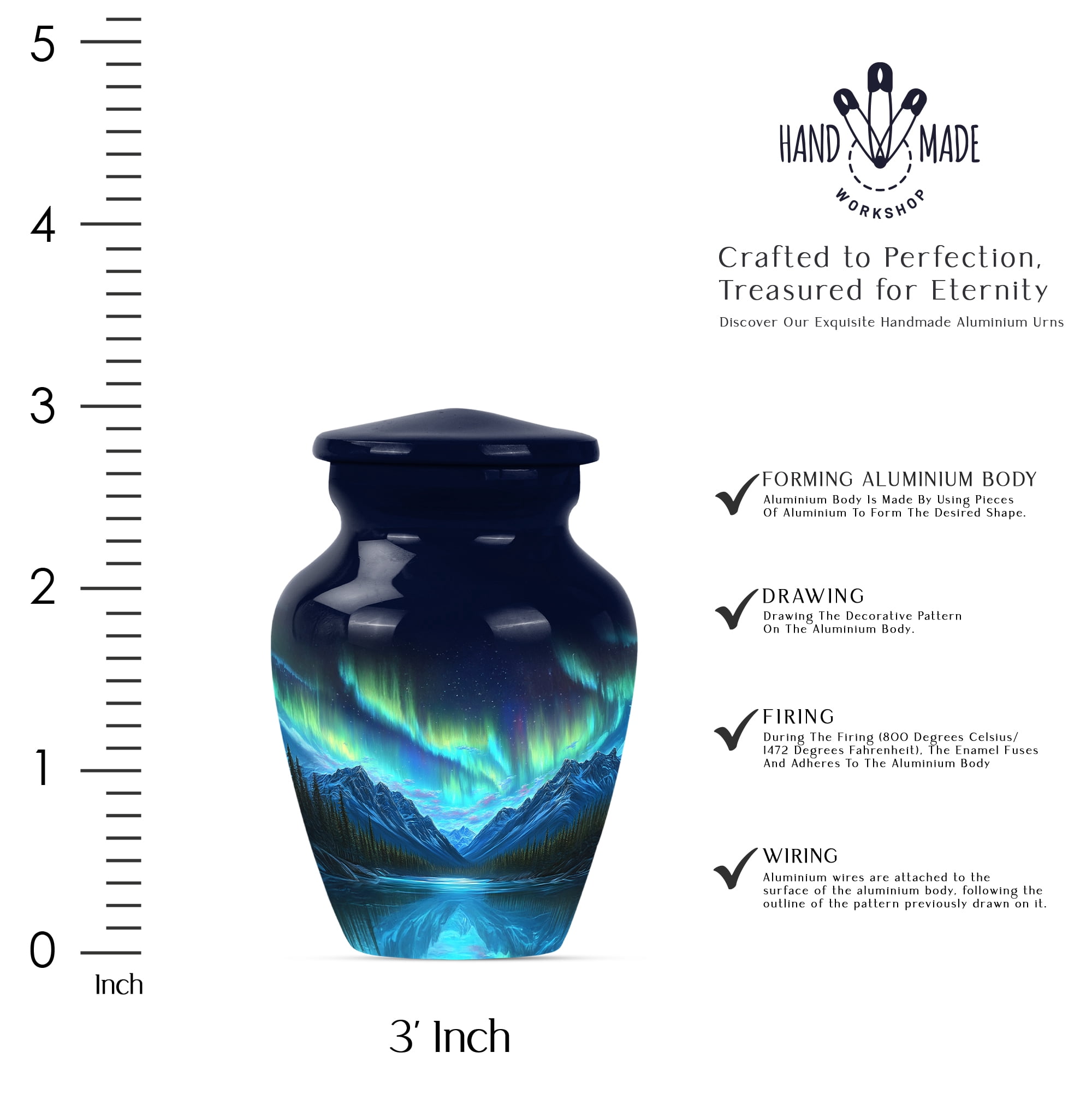 Northern Lights Burial Urns for Human Ashes Adult Male, Urn for Ashes for Women, Mini Urns for Ashes, Urn for Ashes for Women(Size - 3inch, 4 Pcs)