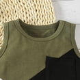 thumbnail image 4 of GYRATEDREAM 2Pcs Baby Boys Summer Clothing Sets Cute Colorblock Sleeveless Tank Tops T-Shirt Elastic Waist Shorts Outfits, 4 of 9