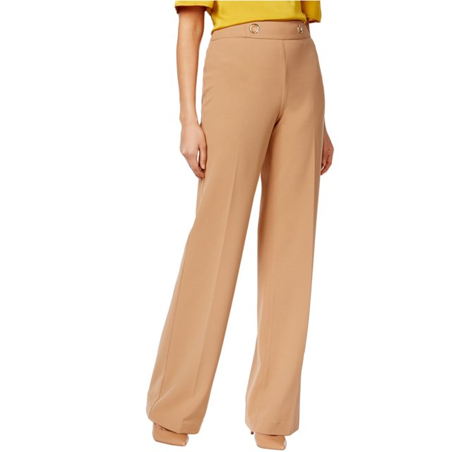 INC Pantalones de pierna ancha informales sólidos para mujer, beige, 6 de largo I-N-C Pierna ancha