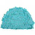 thumbnail image 2 of FNNMNNR Clearance! Handmade Swimming Cap Cozy Women Pearl Sewn Floral Elastic Breathable Quick Dry Bathing Hat Sportswear for Long Hair Blue, 2 of 7
