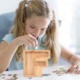 thumbnail image 2 of Elainilye Wooden Letter Bank, 26 Letters Wooden Letter Alphabet Money Bank for Boys Girls, Transparent Coin Bank for Toddlers Kids Adults Birthday Christmas Gift and Home Decor, 2 of 5
