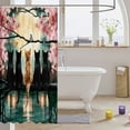 thumbnail image 3 of Manfei Cartoon Cat Shower Curtain 72Wx72L, Tokyo Blossoms Floral Bathroom Curtain, Pink Teal, 3 of 5