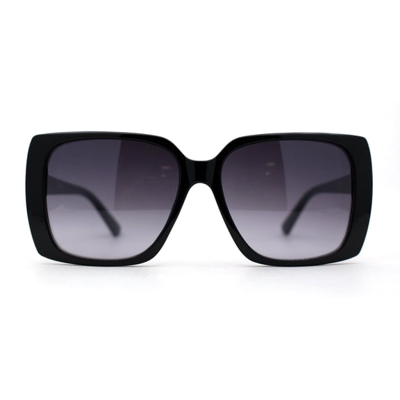 Womens Squared Butterfly Minimal Rectangular Chic Plastic Sunglasses Black Smoke