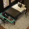 thumbnail image 2 of DreamBuck Full Size Gaming Loft Bed with Desk, LED and Storage Space, Metal Loft Bed Frame with Vented Mesh Undercarriage Storage, Modern Full Loft Beds for Teens, No Box Spring Needed, 2 of 9