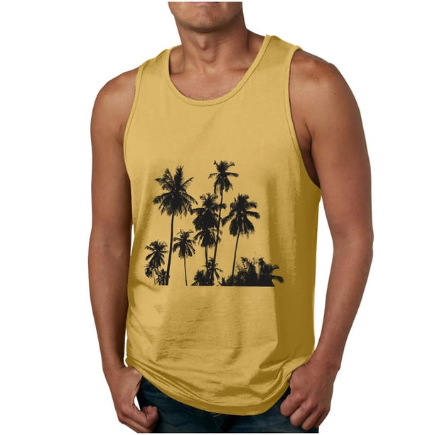 Camisetas de Tanque de los Hombres Tanque de los Hombres Incolor Gradiente de Impresión Cuello Redondo Correa Delgada Fuga Atrás Regular Casual Deportes Blusas de Tanque