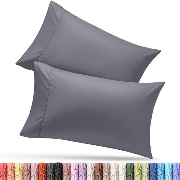 Microfiber Pillowcase Set of 2 | Soft Cooling Brushed Fabric, Envelope Closure, Hotel Luxury, Shrink and Fade Resistant, Queen, Grey | Utopia Bedding