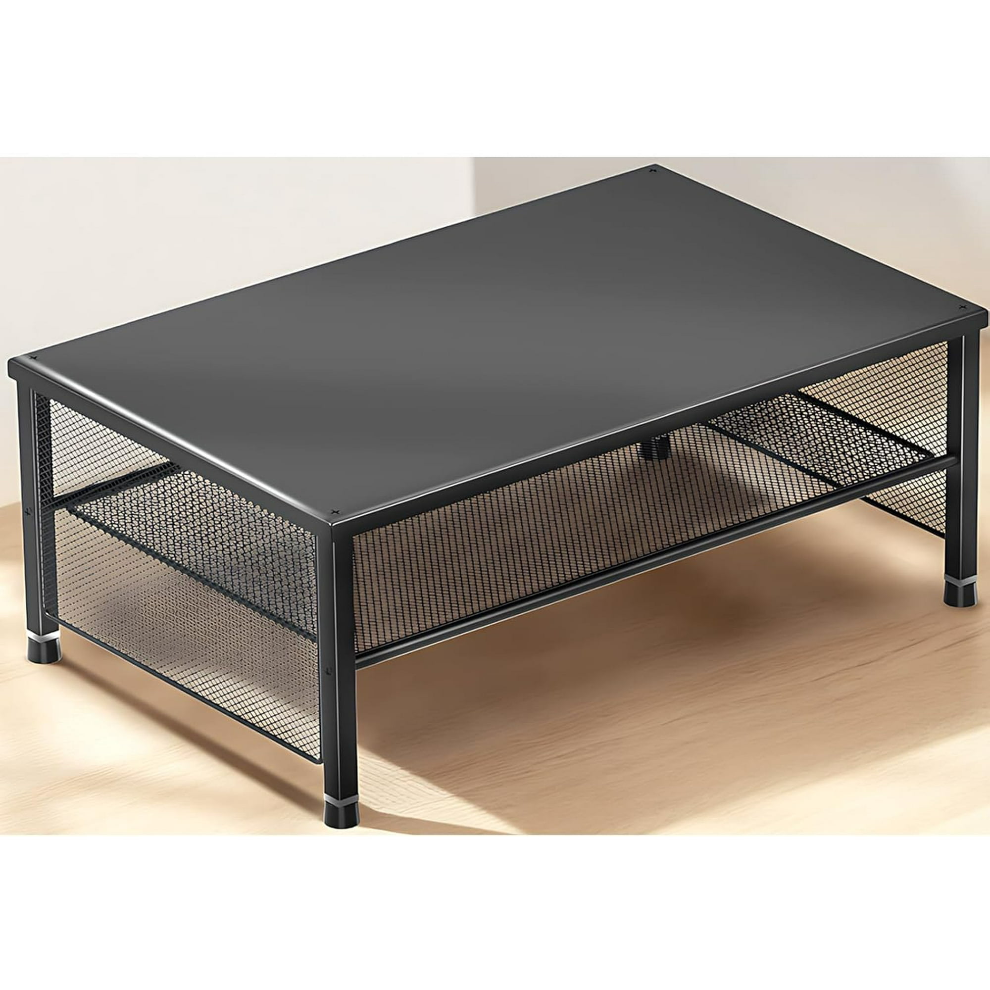 2-Tier Dual Monitor Stand Riser for Desk Organizer, Computer Stand for 2 Monitors, Computer Desk Accessories Peripherals & Workspace Desktop Organizer for Laptop, PC, Computer, Printer, Black