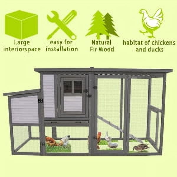 79"Large Chicken Coop with Upgraded Perches, Wooden Outdoor Chicken Cage with Large Nesting Box, Weatherproof Open Asphalt Roof &Removable Bottom, Duck House, Rabbit Hutch