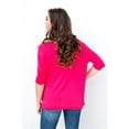thumbnail image 3 of David Collection Womens 3/4 Sleeve Casual Oversized of Shoulder Boat Neck T-shirt, 3 of 3