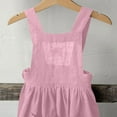 thumbnail image 7 of BRGZLK Girls Summer Cotton Linen Dresses Trendy Solid Color Back Button Up Suspender Casual Sundress with Pockets Pink 7-8 Years, 7 of 7