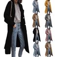 thumbnail image 2 of LinYooLi Trench Coats for Women Casual Button Up Lapel Long Solid Color Coat Wool Blend Overcoat Shacket Jacket, 2 of 2
