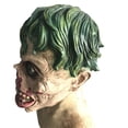 thumbnail image 3 of Máscara Zombie Clown Horror de resina con pelo verde y ojos rojos, 3 of 4