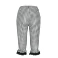 thumbnail image 4 of Daiosportswear Women Gingham Capri Trousers Elastic Waist Plaid Skinny Pants Ruffle Lace Hem,Shorts Pants for Women Black XL(XL), 4 of 8