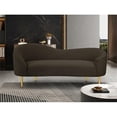 thumbnail image 2 of Meridian Furniture Ritz Boucle Fabric & Metal Loveseat in Brown/Gold, 2 of 20