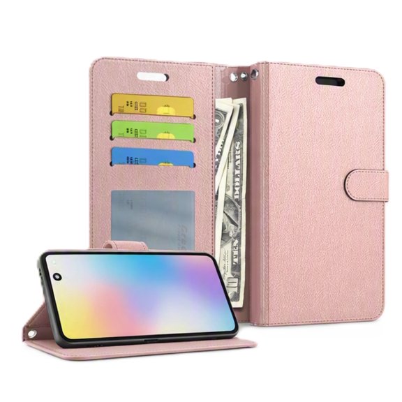 For Google Pixel 7A GWKK3 Wallet Pouch Cover Phone Case - EM Rose Gold