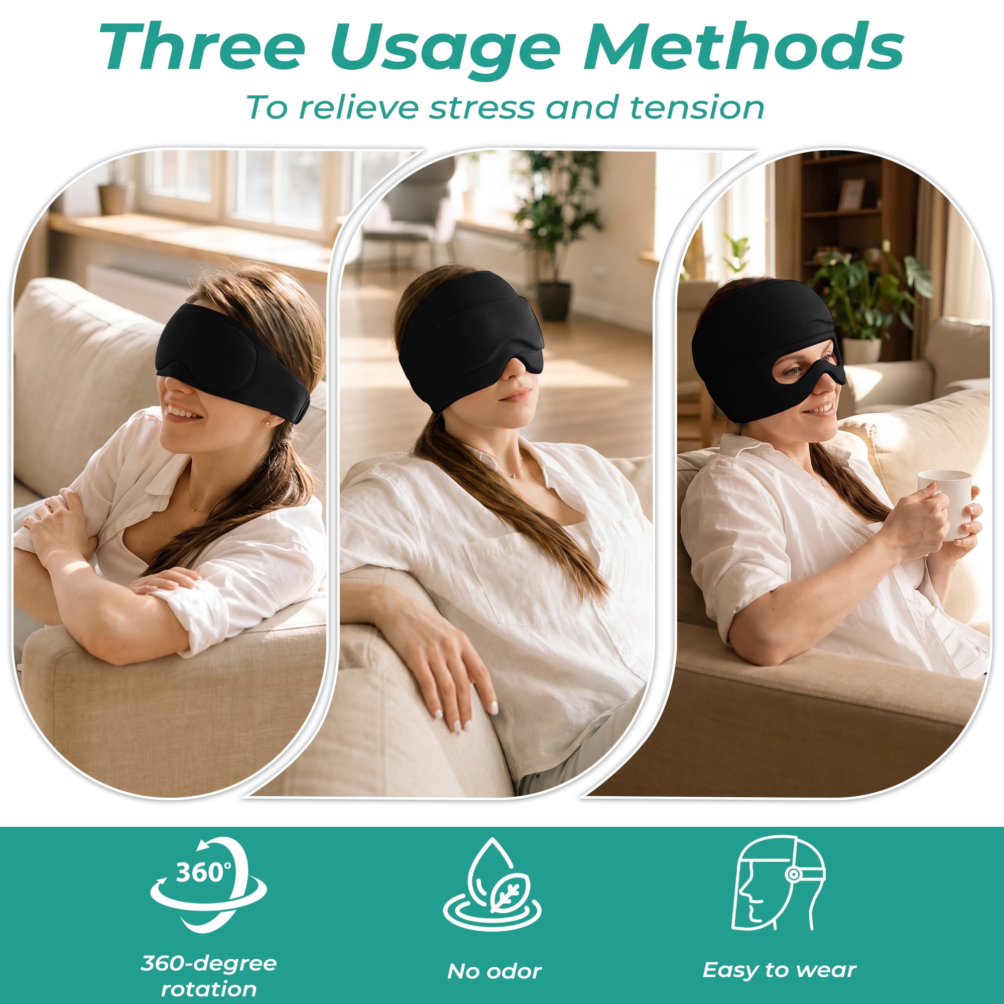 Solid Gel Cap for Hot or Cold Compress, Eye Ice Mask for Sleep and Headache Relief, Reusable Cooling Hat for Pressure and Sinus Comfort