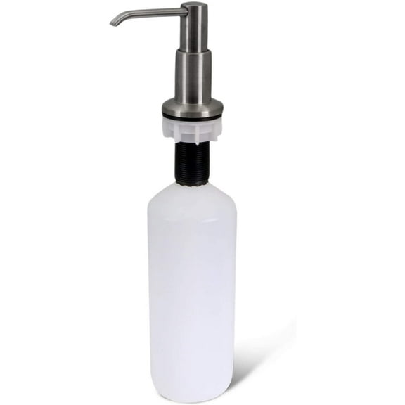 Stainless Steel Soap Dispenser For Kitchen Sink Built in Design For Counter Top With Large Lotion Bottle, Brushed Nickel