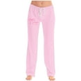 thumbnail image 1 of Pincandy Women's Fashion Bow Print Elastic Waist Pants - Drawstring Detail for Loungewear, 1 of 5