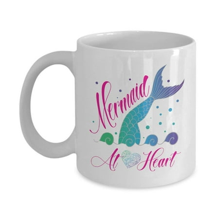 Mermaid Coffee Cup Cute Mermaid At Heart Mermaid's Tail Ceramic Coffee & Tea Gift Mug Cup For A Mermaid Lover & Fan ()