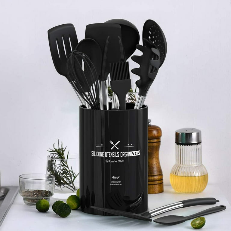 Umite Chef 36Pcs Silicone Kitchen Cooking Utensils With Holder, Heat  Resistant Cooking Utensils Sets Wooden Handle, Nonstick Kit