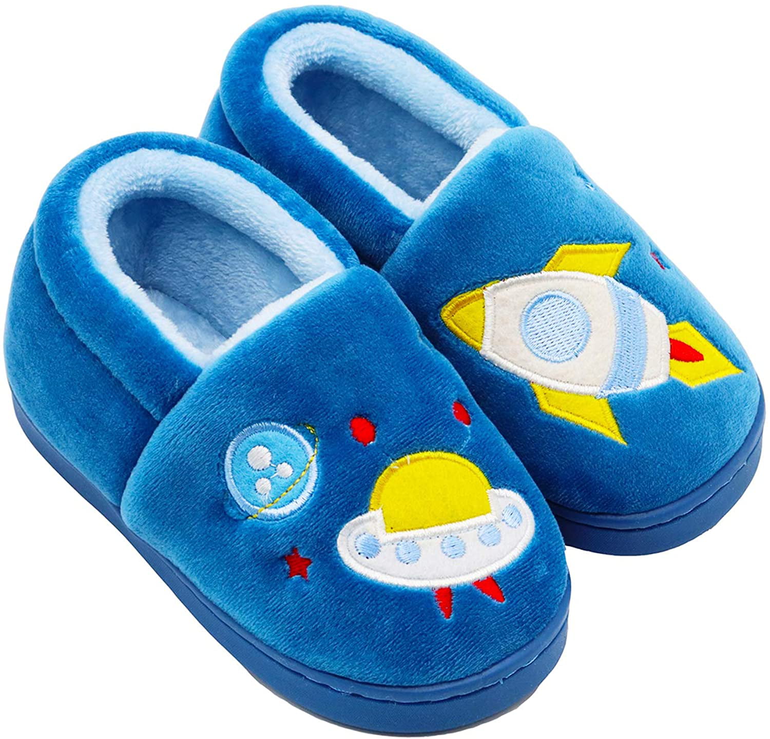 Kids Warm Cute Home Slippers Anti-Slip Fur Lined Winter Indoor Shoes Toddler Boys Girls House Slippers 