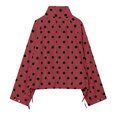 thumbnail image 4 of QIYAGBSA Button Down Jackets for Women Soft Polka Dot Stand Collar Drawstring Hem Long Sleeve Lightweight Fall Casual Outerwear with Side Pockets Outerwear Jackets(Wine, L), 4 of 8