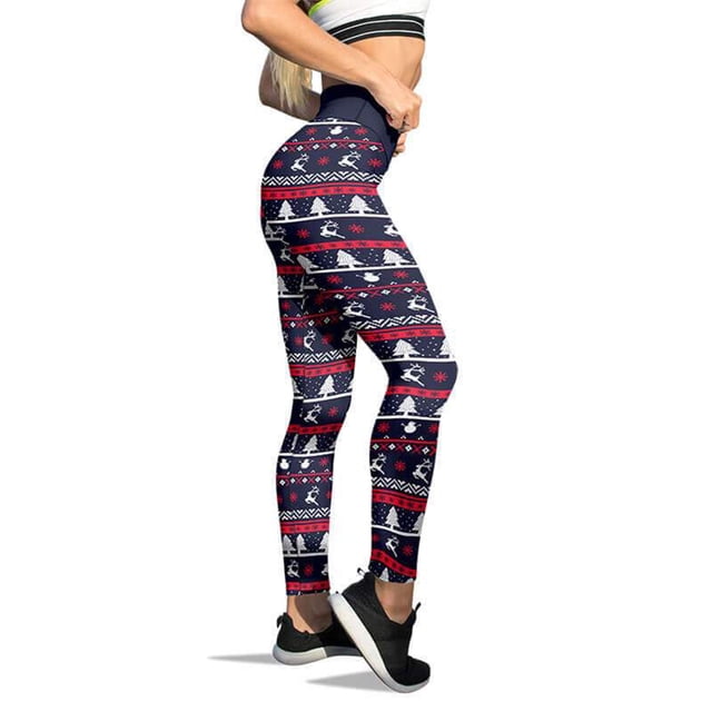 MKLEKYY Leggings ajustados para mujer, personalizados, de Navidad, con diseño de Papá Noel y muñeco de nieve, para yoga, correr y gimnasio.